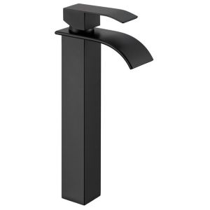 Misturador de lavatório cascata - cecipa max - aço inoxidável - preto - alt