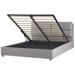 Sommier com arrumação batilly veludo cinzento claro 160 x 200 cm