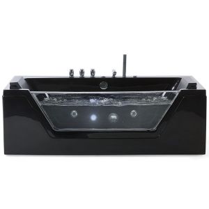 Banheira de hidromassagem de canto com LED samana 1740 x 790 mm preto