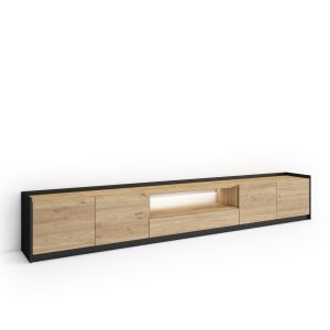 Móvel de tv, 310x37x50cm, carvalho e preto, LED rf4869
