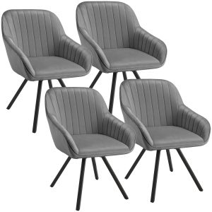 4 cadeiras de sala de jantar 360º de terciopelo 58x58x82 cm cinzento