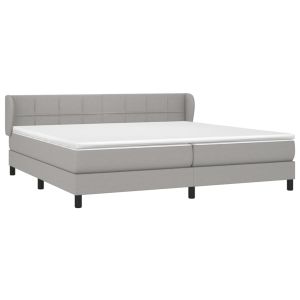 vidaXL cama box spring con colchón tela gris claro 200x200 cm