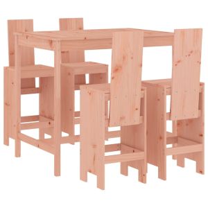 vidaXL mesa alta y taburetes de jardín 5 piezas madera maciza douglas