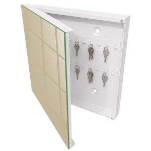 Caixa para chaves decorativa 30x30x5, abertura à esquerda branca