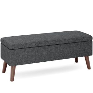 Banco de arrumação estofado cinza - 110 x 39 x 45 cm