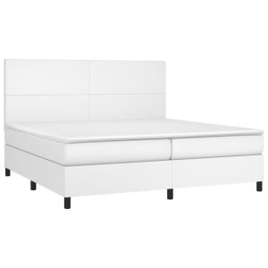 vidaXL cama box spring con colchón cuero sintético blanco 200x200 cm