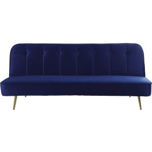 Sofá de veludo clic clac "james" - 180 x 83 x 75 cm - 3 lugares - azul escu