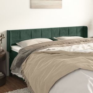 Cabeceira de cama c/ abas veludo 163x16x78/88cm verde-escuro ptob9048