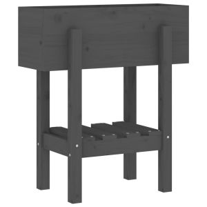 vidaXL jardinera madera maciza de pino gris 62x30x69 cm
