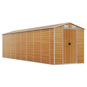 Abrigo de jardim 191x725x198 cm aço galvanizado castanho-claro