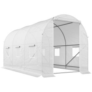 Estufa tipo túnel 350x200x200 cm pe e metal color blanco Outsunny