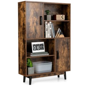 Biblioteca de 4 níveis 80 x 24 x 120 cm com portas e prateleiras