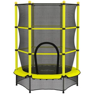 Cama elástica infantil 140x140x190 cm aço, pp color amarillo Homcom