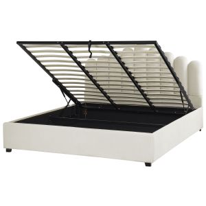 Sommier com arrumação vincennes veludo branco creme 180 x 200 cm