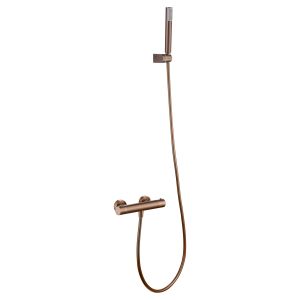 Conjunto de duche termostático ouro rosa em latão e zama 180 cm