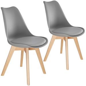 2 cadeiras de sala de jantar, acolchoado, ergonómicas e estables, cinzento