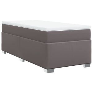 vidaXL cama box spring con colchón cuero sintético gris 90x190 cm