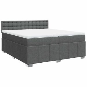 vidaXL cama box spring con colchón tela gris oscuro 200x200 cm