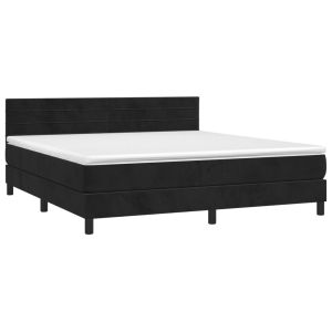 vidaXL cama box spring con colchón terciopelo negro 180x200 cm