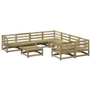 vidaXL juego de sofás de jardín 9 pzas madera de pino impregnada