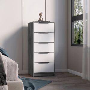 Cómoda kaia em melamina com 5 gavetas com calhas metálicas