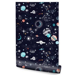 Papel de parede spatial rockets cores quarto crianças decoração moderna