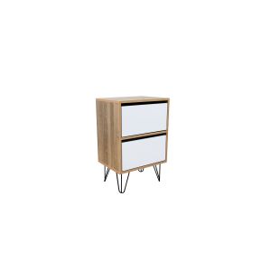 Mesa de cabeceira pino, branco e carvalho 60x40cm