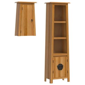 2 pcs conjunto móveis p/ casa de banho madeira de pinho maciça