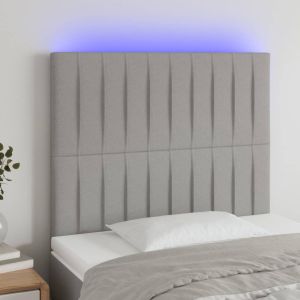 Cabeceira cama c/ luzes LED tecido 80x5x118/128 cm cinza-claro ptob1531