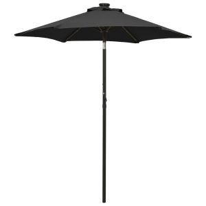 vidaXL sombrilla de jardín con luces LED aluminio negro 200x211 cm