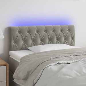 Cabeceira de cama c/ luzes LED veludo 100x7x78/88cm cinza-claro ptob8118