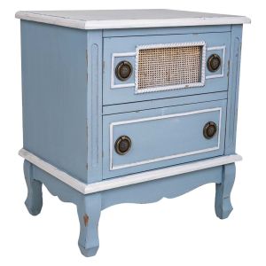 Mesa de cabeceira de madeira azul 50x36x56,5