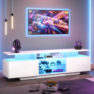 Móvel de tv com LED 2 portas branco 45x160x40cm