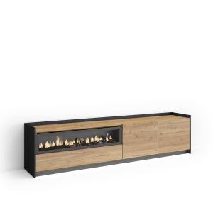 Móvel de tv, 207x37x50cm, lareira eléctrica, LED rf4848