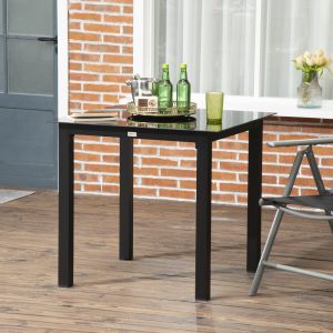 Mesa de jardim 4 pessoas preto 80x80x74cm alumínio vidro