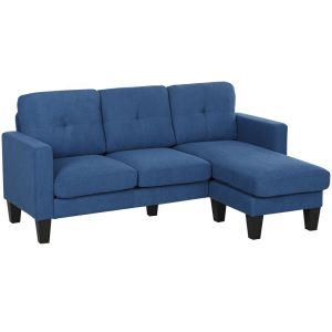 Sofá em forma de l 186x130x84 cm poliéster color azul Homcom, casa - sófas