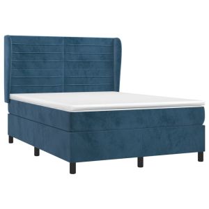 vidaXL cama box spring con colchón terciopelo azul oscuro 140x190 cm