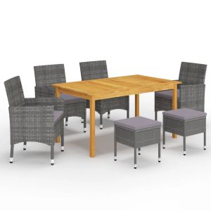 vidaXL juego de comedor de jardín de 7 piezas gris