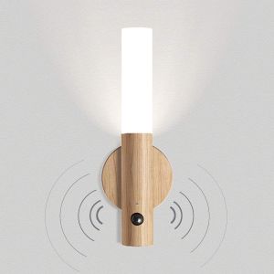 Luz noturna LED madeira com sensor sem fio usb