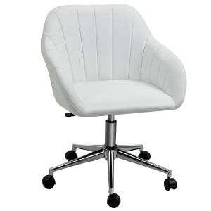 Cadeira de escritório espuma, metal, plástico e couro pu branco 60x59x89cm