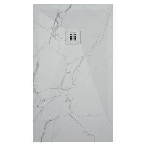Ondee - base de duche nola 3 - cortável - 80x120 - mármore branco - batoque