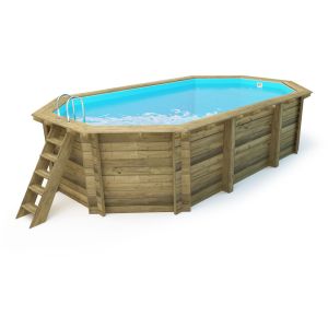 Piscina de madeira "miami 130" - 4,86 x 3,36 x 1,30 m + cobertura bolha 180