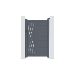 Pacote de portão de jardim veleta 1m a.160cm + 2 postes cinzento