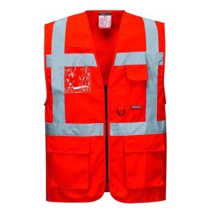 Colete de alta visibilidade - portwest - executive-berlin - vermelho - 7 bo