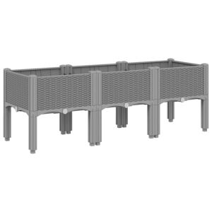 vidaXL floreira com pés pp cinza claro 120x40x42 cm