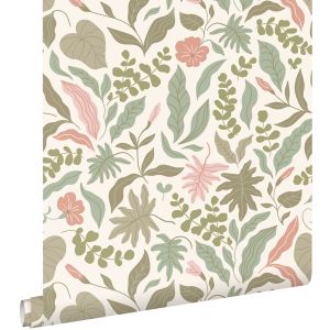 Estahome papel de parede folhas e flores 50 x 900 cm 131050