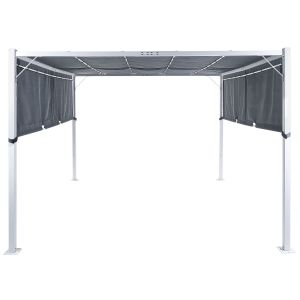 Pérgula de jardim LED parga 310 cm 310 cm metal cinzento