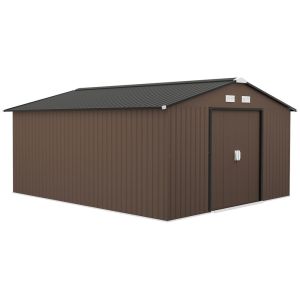 Abrigo de exterior 340x386x200 cm aço galvanizado e pp color marrón