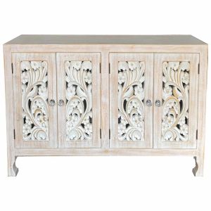 Aparador de madeira com 4 portas 100,5x26x70h cm