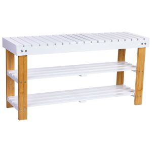 Banco sapateira madeira branca 90x29x45h cm